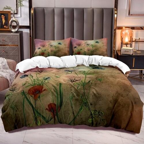 Flowers Duvet Cover with Botanical Comforter Cover Floral Theme Bedding Sets White Reverse Quilt Cover Microfiber Soft