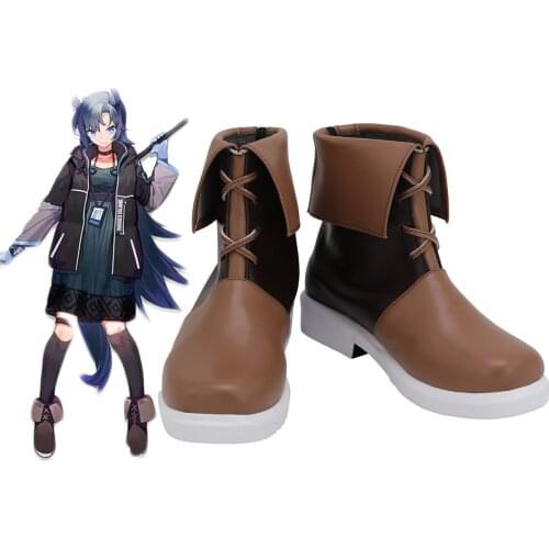Arknights Fang Cosplay Boots Brown Shoes Custom Made Any Size