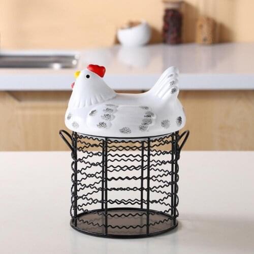 Egg Storage Basket Large-capacity Chicken Cover with Ceramic Nordic Egg Storage Holder for Kitchen Restaurant Laundry Basket