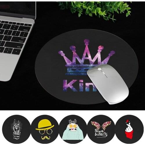 Cute Multiple Series Laptop Gaming 22*22 cm Round Mouse Pad Leather Universal Anti-Slip Laptop PC Mice Pad Mat Gaming Mousepad