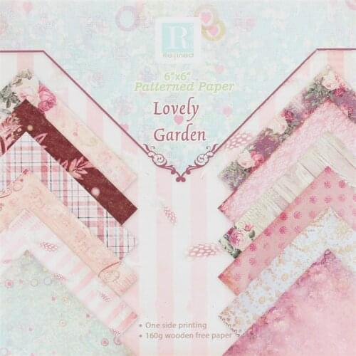 KSCRAFT 12pcs 6" Single-side Printed Lovely Garden pattern creative papercraft art paper handmade scrapbooking kit set books