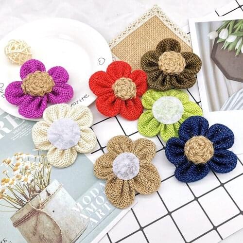 Natural Jute Burlap Ribbon flower linen flower Diy Wedding Christmas Ribbon Decoration Accessories Festival Party Crafts