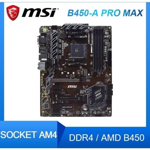 For MSI B450-A PRO MAX Motherboard AMD B450 Socket AM4 DDR4 AMD Ryzen 32GB M.2 PCI-E 3.0 X16 Slot HDMI Desktop Used Mainboard