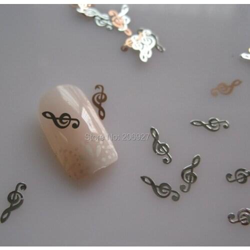 MS262-1 100pcs Silver Cute Music Sign Metal Sticker Nail Art Metal Sticker Nail Art Decoration Non-adhesive Sticker
