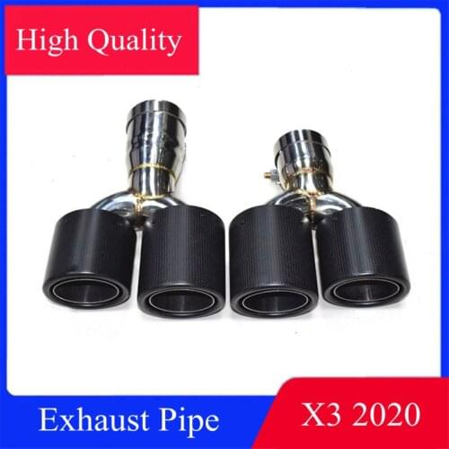 Pair 3 Colors Matte Carbon Car Rear Muffler Pipe For BMW X3 2020 Double Stainless Steel Exhaust Tips