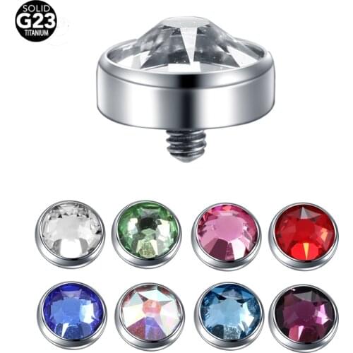1PC G23 Titanium Micro Dermal Piercing Gem Micro Dermal Anchor Crystal Top Dermal Piercings Surface Piercing 14G Piercing Stud