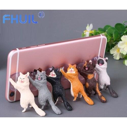 Portable Phone Holder Cute Cat Support Resin Mobile Stand Sucker Tablets Desk Sucker Design Smartphone Holder for Iphone Xiaomi