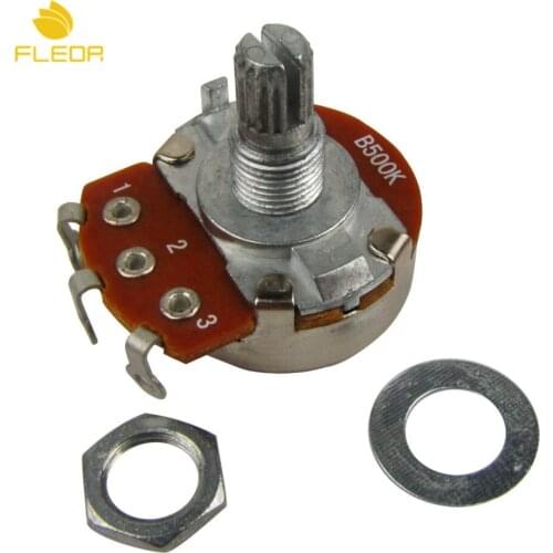 FLEOR 10pcs Full Size Bass Guitar Pots Potentiometers B500K Linear Taper Short Split Shaft Guitar Parts