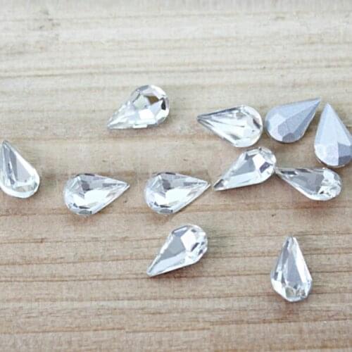 Clear Crystal Rhinestone Crystal Strass Non Hotfix Rhinestones 6*10mm 10pcs Round Crystals DIY 3D Nail Art Gems decoration