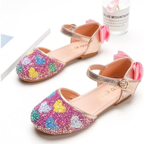 Children sandals Soft sole girls sequin love princess shoes 2021 summer new Toddler hollow little girl sandals