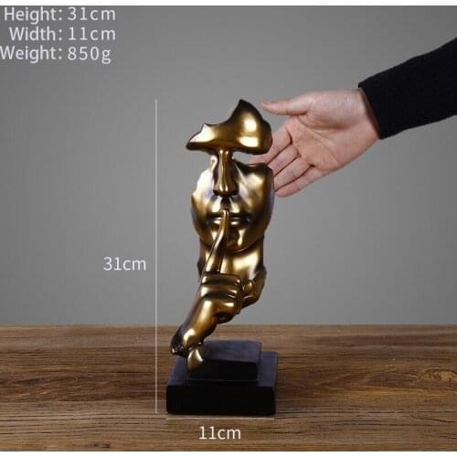 EPICStatue Resin Nordic Abstract Silence Is Gold Modern Art Home Decoration Desk Decoration Sculpture Figurine No Listen No Look