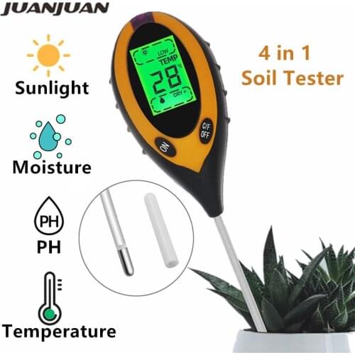 Soil Tester 4 in 1 PH Moisture Temp Sunlight Testers Meter Soil Moisture Monitor Acidity Measure Tool For Garden Plant 50% OFF