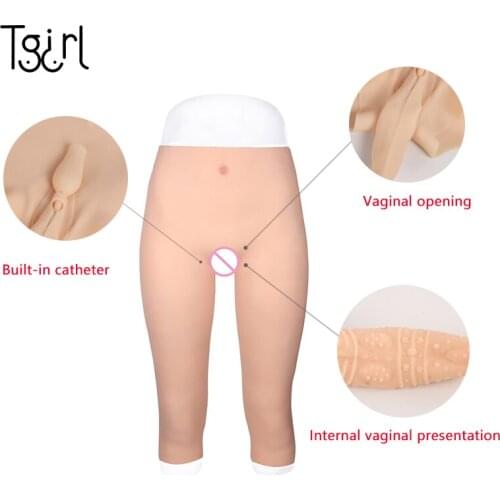 Silicone Realistic Vagina Panties Shemale Crossdresser Pussy Pants Transgender Artificial Sex Fake Underwear Enhancer Hip