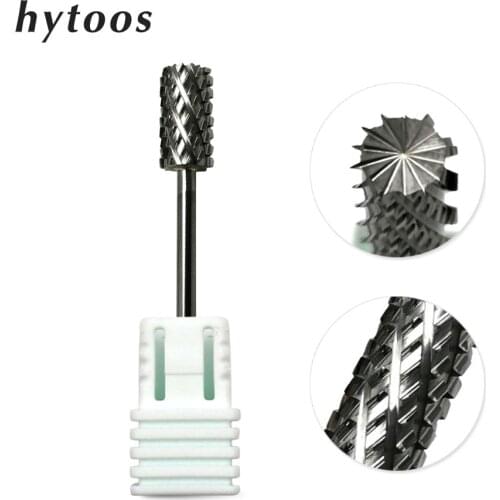 HYTOOS 4XC Barrel Carbide Nail Drill Bit With Cut 3/32" High Quality Milling Cutter For Manicure Drill Accessories Remove Gel