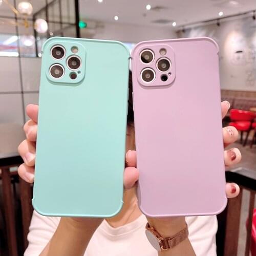 Ultra-thin Cute Square Liquid Silicone Phone Case For iPhone 13 12 11 Pro XS Max SE XR X 8 7 Plus Luxury Lens Protection Funda