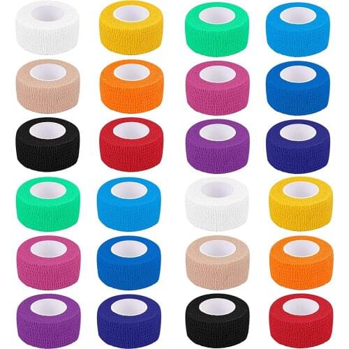 24 Piece Vet Wrap Pet First Aid Tape Self Adherent Cohesive Bandage for Dogs Cats Horses Breathable Elastic Sport Tape 2.5cm
