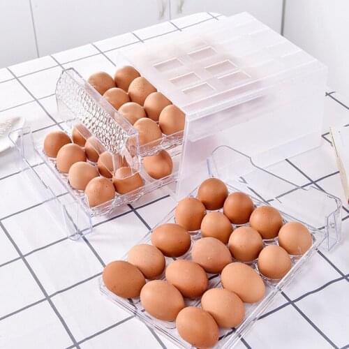 Egg Storage Box Drawer Style Kitchen Double-layer 34 Grid Transparent PS Anti Collision Egg Tray Finishing Box Fresh Keeping