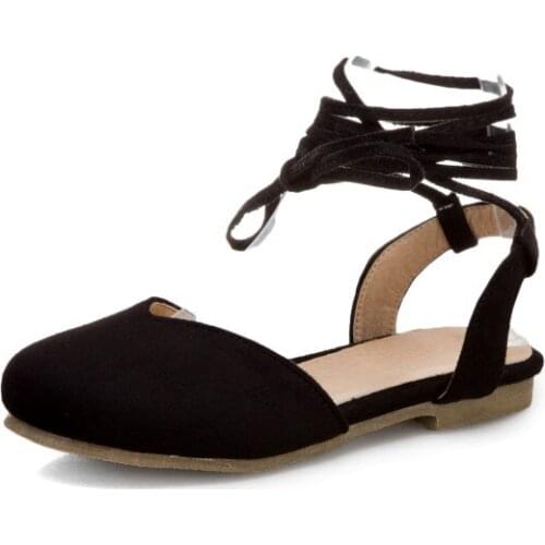 Big Size Sweet lace up sandals summer flat sandals ladies women shoes woman