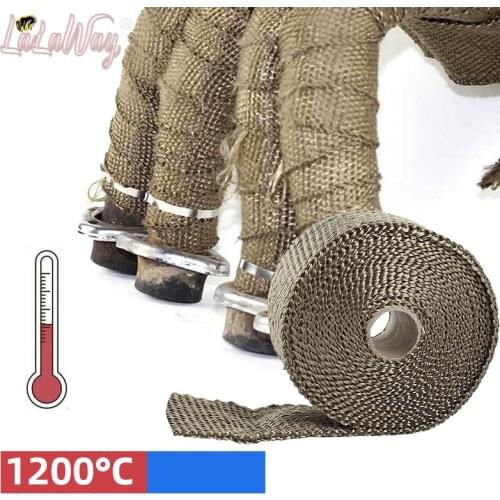 1000mm*50mm*1.5mm Titanium / Black Exhaust Heat Wrap Roll Heat Shield Tape for Motorcycle Fiberglass Exhaust Pipe Insulation Tap