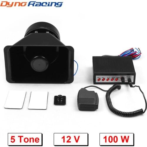 12V 100W Car Warning Alarm Police Siren Horn 5 Tone Sounds Vehicle Horn Speaker With Mic Pa System BX102145