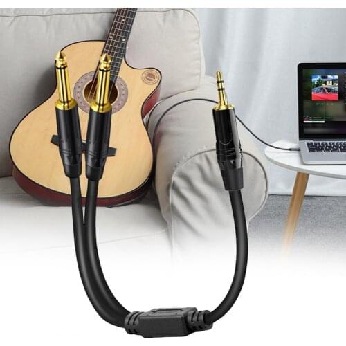 3.5mm Audio Cable 6.35mm Dual Male Plug and Play Connector Audio Cable Splitter Cord Suitable for computer sound card, CD player