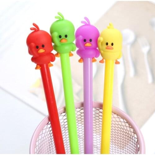 36PCS online celebrity cute little yellow duck gel pen, fresh black ink pen, student office study ink pen wholesale