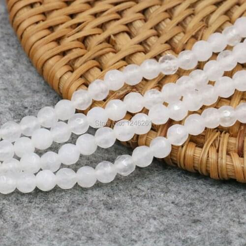 4mm 8mm 10mm Natural Chalcedony Crystal Crafts Loose Faceted Beads DIY Beads Jewelry 15inch Lucky Natural Stone Handmade Gifts