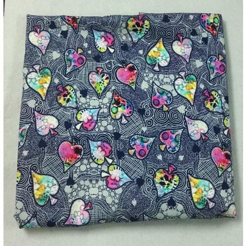 50x105cm Rainbow Color Spades Hearts Printed Cotton Fabric Patchwork Cloth Bag Home Decor