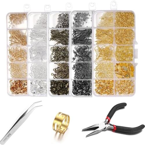Alloy Accessories Jewelry Findings Set Repair Tools Lobster Clasp Open Jump Rings Earring Hooks for DIY Jewelry Making Supplies