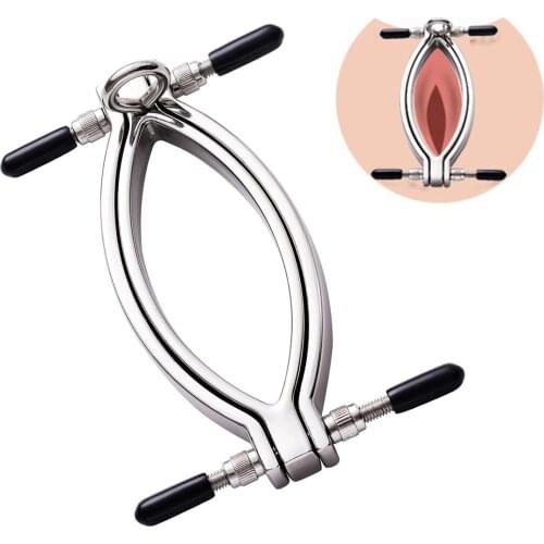 Bdsm Bondage Flirting Sex Toys of Adjustable Stainless Steel Clitoris Labia Clamp for Adults Games to Vagina Opener Stimulator