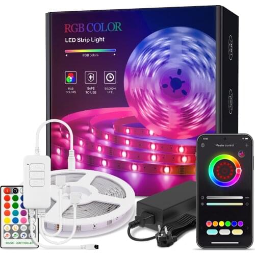 Bluetooth APP with IR 28 Keys Music LED Light Strip Kit RGB 5050 2835 SMD Flexible Tape Ribbon Led Strip Light 5m 10m 15m 20m