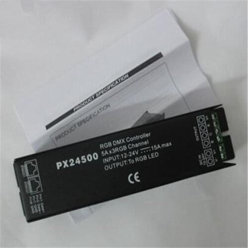 Fast 10Pcs PX24500 DMX512/1990 Controller 3 CH for RGB LED strip Bulb Light Lamp DC 12V-24V