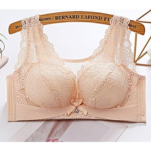 Plus Size Sexy Lace Bras Women Comfortable Wirel Free Thin Bra Female Bralette Brassiere Lady Underwere Big Bust 36 To 44