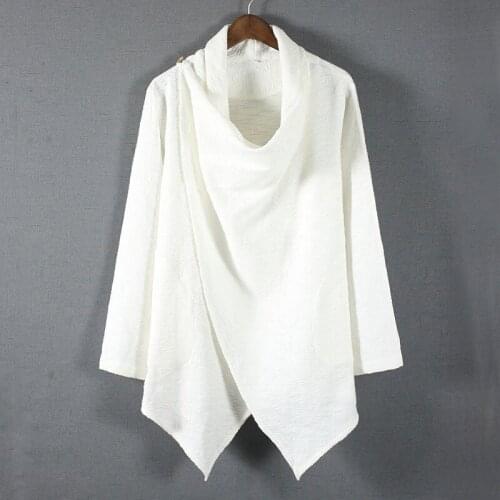 Chinese Wind Robes Loose Cotton Linen Tops Retro Chinese Style Hanfu Trousers Linen Windbreaker Jacket Irregular Tee Tops 30037