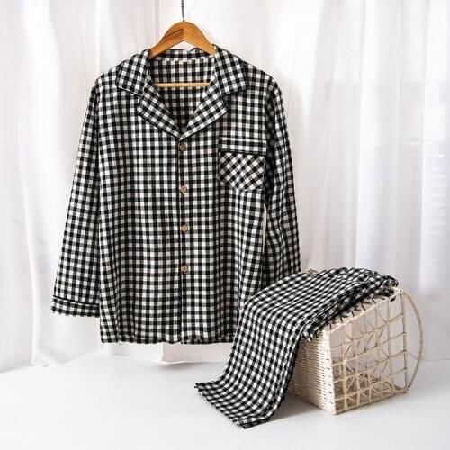 Men Check 2PCS Shirt&Pants Cotton Pajamas Sets Nightwear Button Homewear Pijamas Suit Lounge Spring New Home Clothes Sleepwear