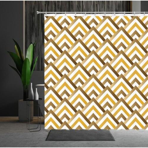Creative Geometry Shower Curtain Waterproof Polyester Fabric Bath Curtain Bathtub Decor Multiple Size Machine Washable