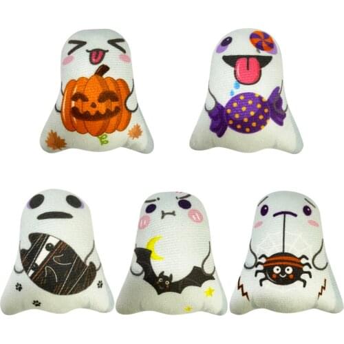 Legendog 5PCS Cat Catnip Toy Cute Stuffed Ghost Cat Chewing Toy PP Cotton Catnip Kitten Play Toy For Halloween Pet Products