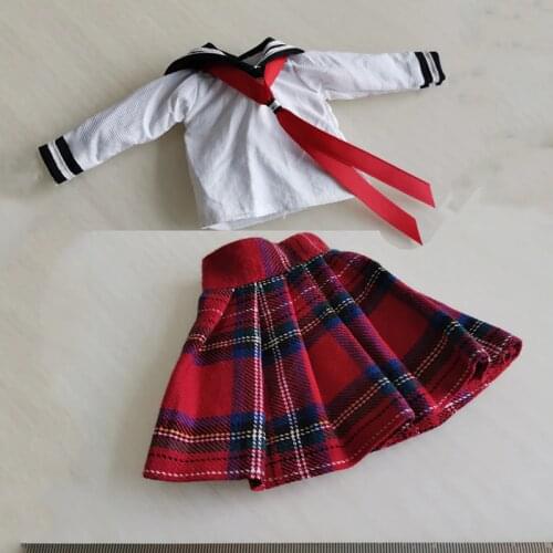 1/6 Scale Female School Uniform Shirt Plaid Dress Clothes for 12 Inches TBLeague Action Figures Model
