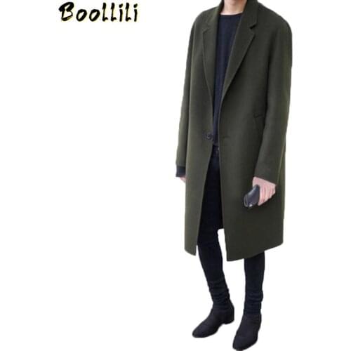 Boollili 50%-69% Mens Cashmere Coat Turn-down Collar Wool Coat Men Winter Jacket Men Long Thick Mens Clothing New Overcoat