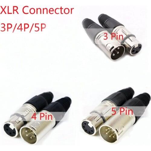 Male & Female 3-Pin 4-Pin 5-Pin XLR Microphone Audio Cable Plug Connectors Cannon Cable Terminals