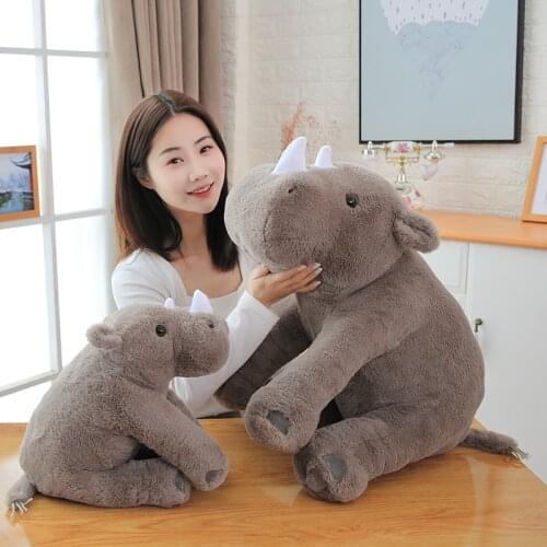 1pc 40/60cm Soft Lovely Rhinoceros Plush Pillow Kawaii Stuffed Animal Plush Toys for Children Baby Kids Appease Doll Girls Gift