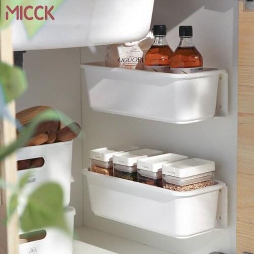 MICCK Wall-Mounted Storage Basket Drawer Storage Rack for Kitchen Cabinet Organizer Plastic Container Bathroom Accessories