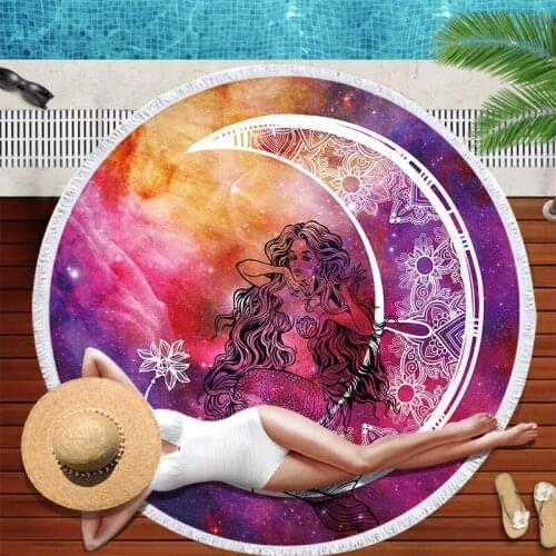 Mermaid elephant starry sky Pareo beach Fringed beach towel Round beach towel Beach cover up Microfiber towel strandlaken towel