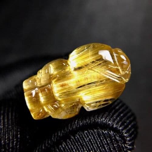 Natural Gold Rutilated Quartz Pendant Brazil Pi Xiu Wealthy Women 20.1*12.2*9.2mm Men Women Jewelry 18K Gold AAAAAA