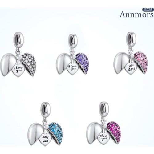 Open Heart Pendant Fit Original Pandora Necklaces Bracelet Charm 925 Sterling Silver Original Jewelry Bead Love Heart Charm Make