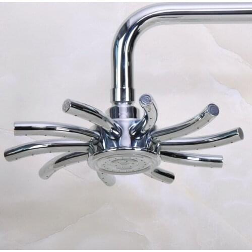 Polished Silver Chrome Brass Bathroom Rainfall Top Spray Rain Shower Head Accessories(Standard G1/2".)dsh204