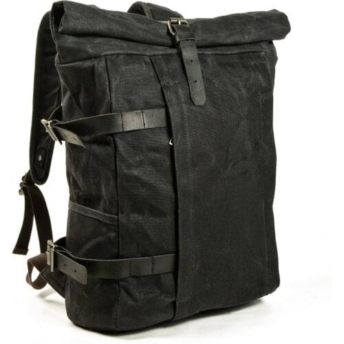 Casual Oil Wax Canvas Backpacks Military Bag Woman and Man Rucksack for Outdoor Hiking and Mountaineering