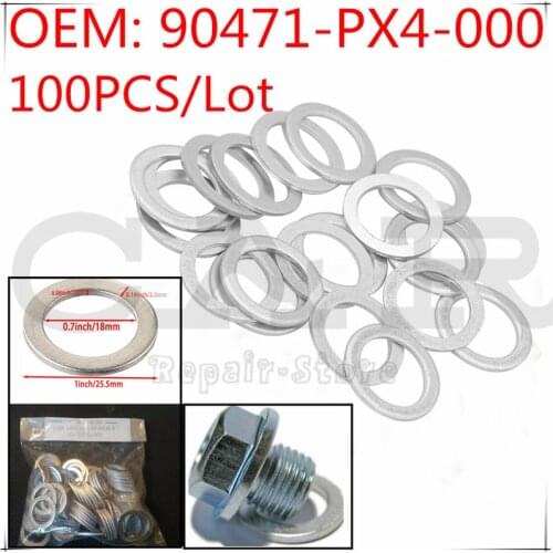 [100PCS] 90471-PX4-000 90471PX4000 Repair Kit Oil Drain Plug Gaskets for Honda Accord CR-V Civic Odyssey for Acura MDX RDX TSX