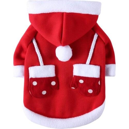 Christmas Dog Clothes Pet Clothing Vest Shirt New Year Puppy Dog Costume Chihuahua Vest Shirt Hooded Fleece For Small Medium Dog