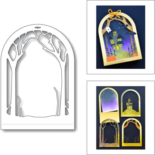 2020 New Halloween Layered Door Metal Cutting Dies For DIY Cut Paper Craft Making Edge Branches Tree Card Scrapbooking No Stamps